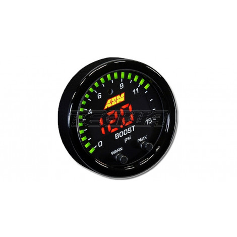 AEM X-Series Pressure Gauge 0~15PSI Black Bezel & Black Boost/Fuel Faceplate