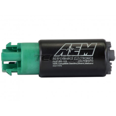 AEM 340LPH E85-Compatible High Flow In-Tank Fuel Pump 65MM Short Offset Inlet