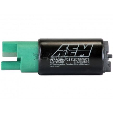 AEM 340LPH E85-Compatible High Flow In-Tank Fuel Pump 65MM Short Offset Inlet Inline
