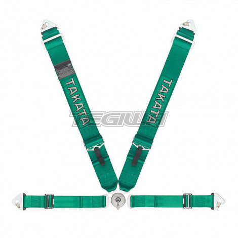 TAKATA RACE 4 POINT HARNESS SNAP-ON GREEN FIA APPROVED
