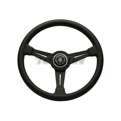 Nardi ND Classic 340mm Black Leather Steering Wheel Black Spokes Grey Stitching