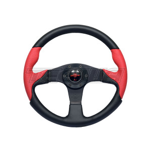 Personal Thunder 350mm Black and Red Leather Steering Wheel