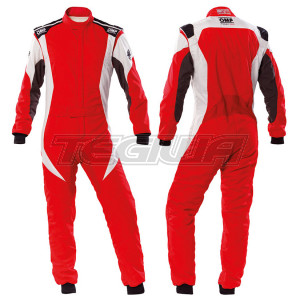 OMP FIRST EVO RACE SUIT - Red/White - 56 - CLEARANCE