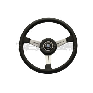 Nardi ND Classic 365mm Black Leather Steering Wheel Satin Spokes
