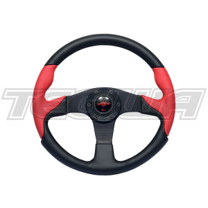 Personal Thunder 350mm Black and Red Leather Steering Wheel