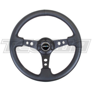 NRG 350mm 3" Deep Dish Steering Wheel Black Leather